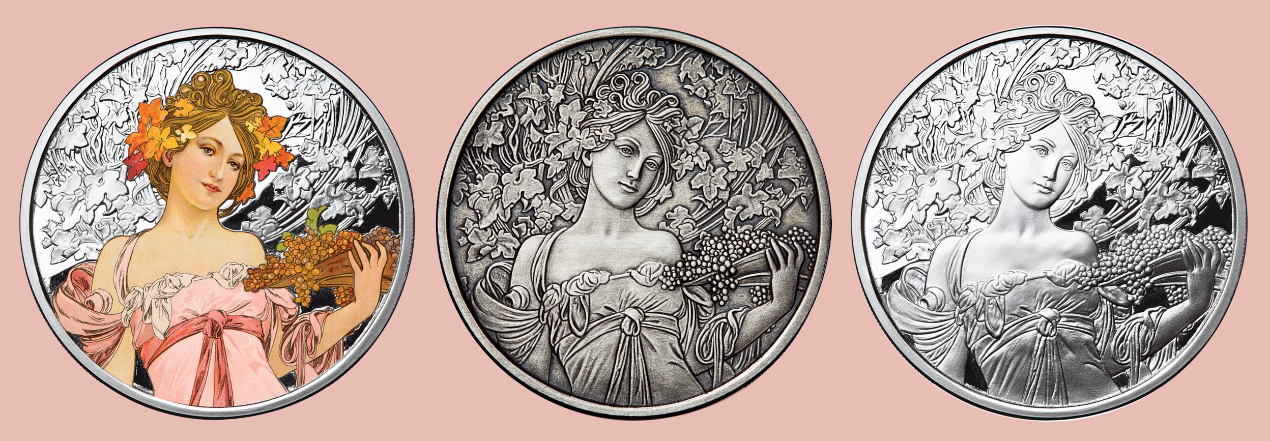 Alphonse Mucha Collection of 1 Ounce .999 Fine Silver Rounds